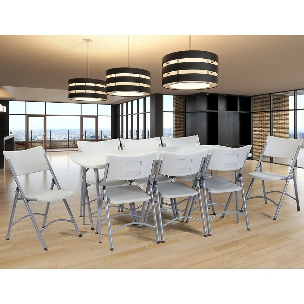 NPS Heavy Duty Fold-in-Half Table, 30 x 72, Speckled Gray (BMFIH30721)