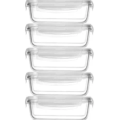 NutriChef Stackable Borosilicate Glass Food Storage Containers Set, 10-Piece (NCCLX5)