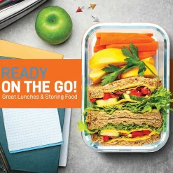 NutriChef Stackable Borosilicate Glass Food Storage Containers Set, 10-Piece (NCCLX5)