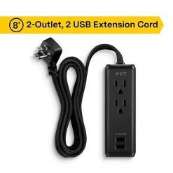 NXT Technologies™ 8' Extension Cord, 2-Outlet, Black (NX56820)