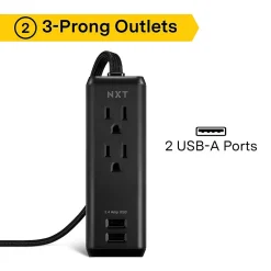 NXT Technologies™ 8' Extension Cord, 2-Outlet, Black (NX56820)