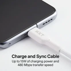 NXT Technologies™ 4 Ft. Braided USB-C to USB-A Cable, White (NX60474)