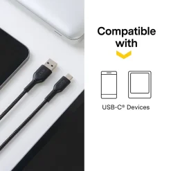 NXT Technologies™ 6 Ft. Braided USB-C to USB-A Cable, Black (NX60471)