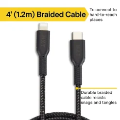 NXT Technologies™ 4 Ft. Braided USB-C to Lightning Cable for iPhone/iPad/iPod touch, Black (LBA020-4BKST)