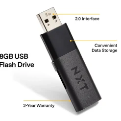 NXT Technologies™ 8GB USB 2.0 Type A Flash Drive, Black (NX27987-US/CC)