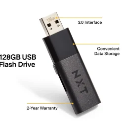 NXT Technologies™ 128GB USB 3.0 Type A Flash Drive, Black (NX27998-US/CC)
