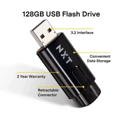 NXT Technologies 128GB USB 3.2 Type-A Flash Drive, Black (NX61119)