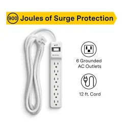 NXT Technologies™ 6-Outlet Surge Protector, 12' Cord, 900 Joules (NX61425)
