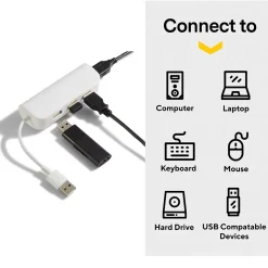 NXT Technologies™ 4-Port USB 2.0 Hub, White (NX29758)