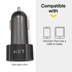 NXT Technologies™ Universal 1 USB Port Car Charger, Black (NX54335)