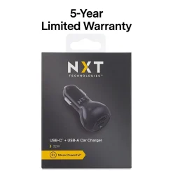 NXT Technologies™ Universal USB-C/USB-A Car Charger, Black (NX60452)