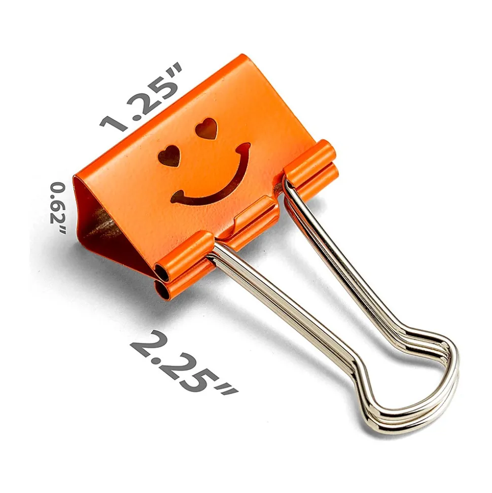 Officemate Smiling Face Medium Binder Clips, Assorted Colors, 36 Clips/Pack (31095)