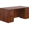 Offices To Go Superior Laminate Double Pedestal Desk, Box/File, American Dark Cherry, 29.5"x71"x36"