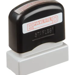 Offistamp® Pre-Inked Stamp, "Entered", Red Ink