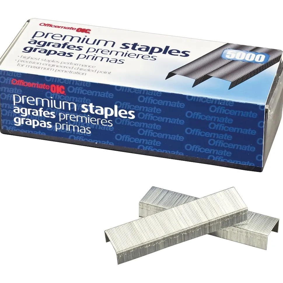 OIC® Premium Standard Staples, 1/4", 5,000/Box