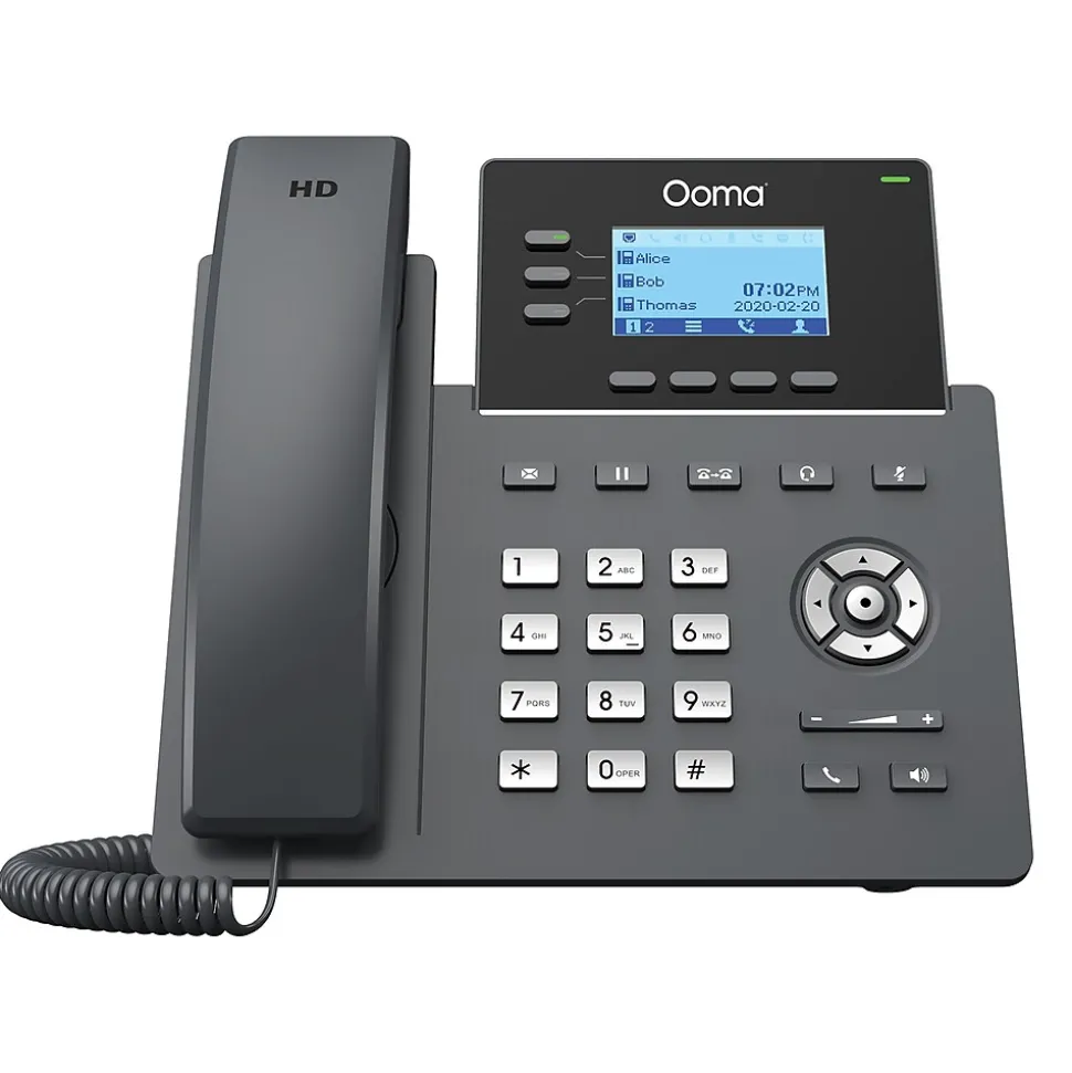Ooma 3-Line VOIP Phone with Digital Answering, Black (OOMA2603)