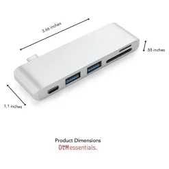 OTM Essentials Basics 3-Port USB-C Hub, White (OB-AIAN)