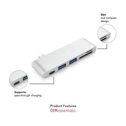 OTM Essentials Basics 3-Port USB-C Hub, White (OB-AIAN)