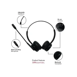 OTM Essentials Pro Wireless Noise Canceling Stereo Headset, Over-the-Head, Black (OB-A6A)
