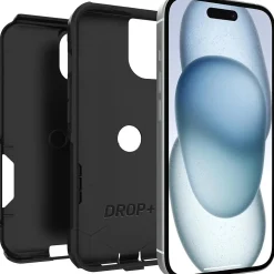 OtterBox Commuter MagSafe Rugged Case for iPhone 13/14/15, Shock Absorbing, Black (77-92606)