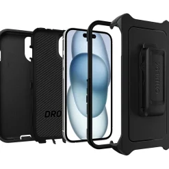 OtterBox Defender Case for Apple iPhone 13/14/15, Shock Absorbing, Rugged Protection, Black (77-92557)