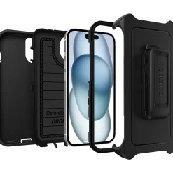 OtterBox Defender Pro Holster Case for iPhone 13/14/15, Shock Absorbing, Black (77-92732)