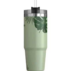 Outdoors Professional Stainless Steel Double-Walled Vacuum Insulated Tumbler with Straw, 30 oz., Tropical Green (OUTD9218)
