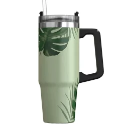 Outdoors Professional Stainless Steel Double-Walled Vacuum Insulated Tumbler with Straw, 30 oz., Tropical Green (OUTD9218)