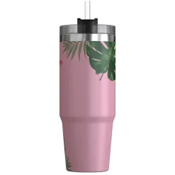 Outdoors Professional Stainless Steel Double-Walled Vacuum Insulated Tumbler with Straw, 30 oz., Tropical Pink (OUTD9225)
