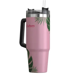 Outdoors Professional Stainless Steel Double-Walled Vacuum Insulated Tumbler with Straw, 30 oz., Tropical Pink (OUTD9225)