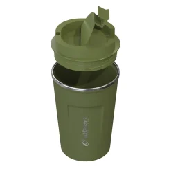 Outdoors Professional Stainless Steel Double-Walled Vacuum-Insulated Coffee Cup, 12.8 oz., Olive Green (OUTD9423)