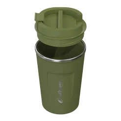 Outdoors Professional Stainless Steel Double-Walled Vacuum-Insulated Coffee Cup, 12.8 oz., Olive Green (OUTD9423)