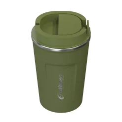Outdoors Professional Stainless Steel Double-Walled Vacuum-Insulated Coffee Cup, 12.8 oz., Olive Green (OUTD9423)