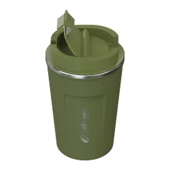 Outdoors Professional Stainless Steel Double-Walled Vacuum-Insulated Coffee Cup, 12.8 oz., Olive Green (OUTD9423)