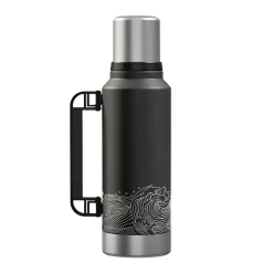 Outdoors Professional Stainless Steel Vacuum Insulated Termo Classic Water Bottle, 33 oz., Black Waves (OUTD9379)