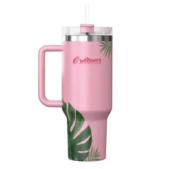 Outdoors Professional Stainless Steel Double-Walled Vacuum Insulated Tumbler with Straw, 40 oz., Tropical Pink (OUTD9249)