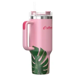 Outdoors Professional Stainless Steel Double-Walled Vacuum Insulated Tumbler with Straw, 40 oz., Tropical Pink (OUTD9249)
