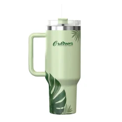 Outdoors Professional Stainless Steel Double-Walled Vacuum Insulated Tumbler with Straw, 40 oz., Tropical Green (OUTD9232)