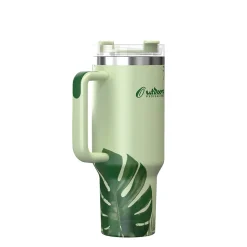 Outdoors Professional Stainless Steel Double-Walled Vacuum Insulated Tumbler with Straw, 40 oz., Tropical Green (OUTD9232)