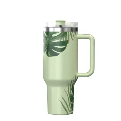 Outdoors Professional Stainless Steel Double-Walled Vacuum Insulated Tumbler with Straw, 40 oz., Tropical Green (OUTD9232)