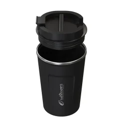 Outdoors Professional Stainless Steel Double-Walled Vacuum Insulated Coffee Cup, 12.8 oz., Black (OUTD9416)