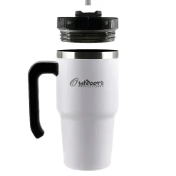 Outdoors Professional Stainless Steel Double-Walled Vacuum Insulated Tumbler with Straw, 20 oz., White (OUTD6052)