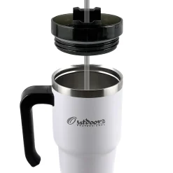 Outdoors Professional Stainless Steel Double-Walled Vacuum Insulated Tumbler with Straw, 20 oz., White (OUTD6052)