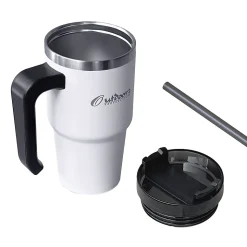 Outdoors Professional Stainless Steel Double-Walled Vacuum Insulated Tumbler with Straw, 20 oz., White (OUTD6052)