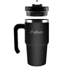 Outdoors Professional Stainless Steel Double-Walled Vacuum Insulated Tumbler with Straw, 20 oz., Black (OUTD6069)