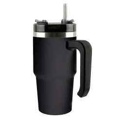 Outdoors Professional Stainless Steel Double-Walled Vacuum Insulated Tumbler with Straw, 20 oz., Black (OUTD6069)
