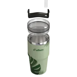 Outdoors Professional Stainless Steel Double-Walled Vacuum Insulated Tumbler with Straw, 20 oz., Tropical Green (OUTD9195)