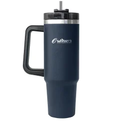 Outdoors Professional Stainless Steel Double-Walled Vacuum Insulated Tumbler with Straw, 40 oz., Navy Blue (OUTD9058)