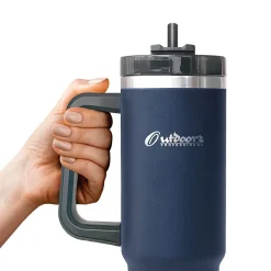Outdoors Professional Stainless Steel Double-Walled Vacuum Insulated Tumbler with Straw, 40 oz., Navy Blue (OUTD9058)