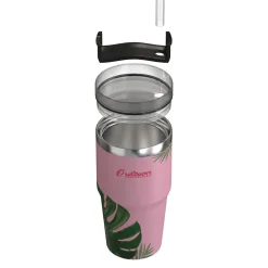 Outdoors Professional Stainless Steel Double-Walled Vacuum Insulated Tumbler with Straw, 20 oz., Tropical Pink (OUTD9201)